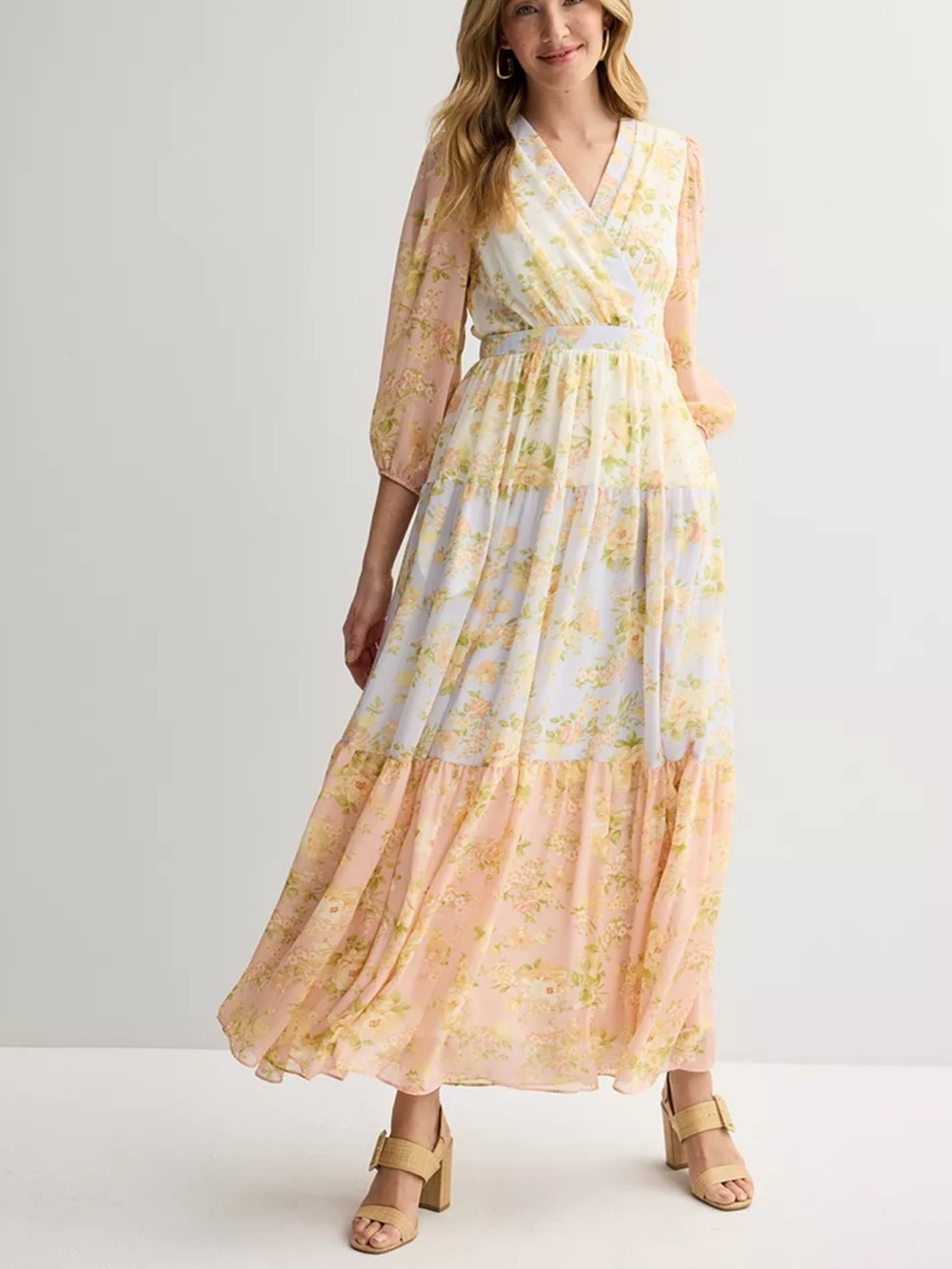 Women's Taylor Foldover Patchwork V-Neck Tiered Dress Size 18W NWT! - Picture 4 of 10